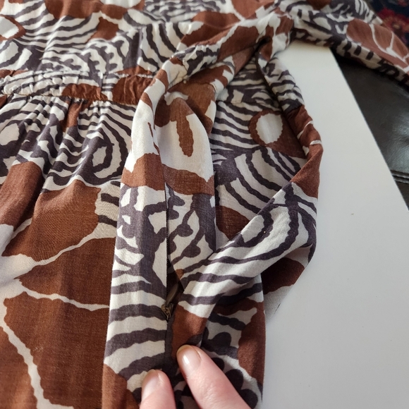 Boden Retro Flower Print Mini Dress Women US 10 Lightweight Earthy 70s Mod - Picture 4 of 12